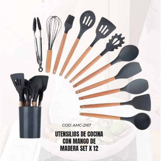 UTENSILIOS DE COCINA CON MANGO DE MADER